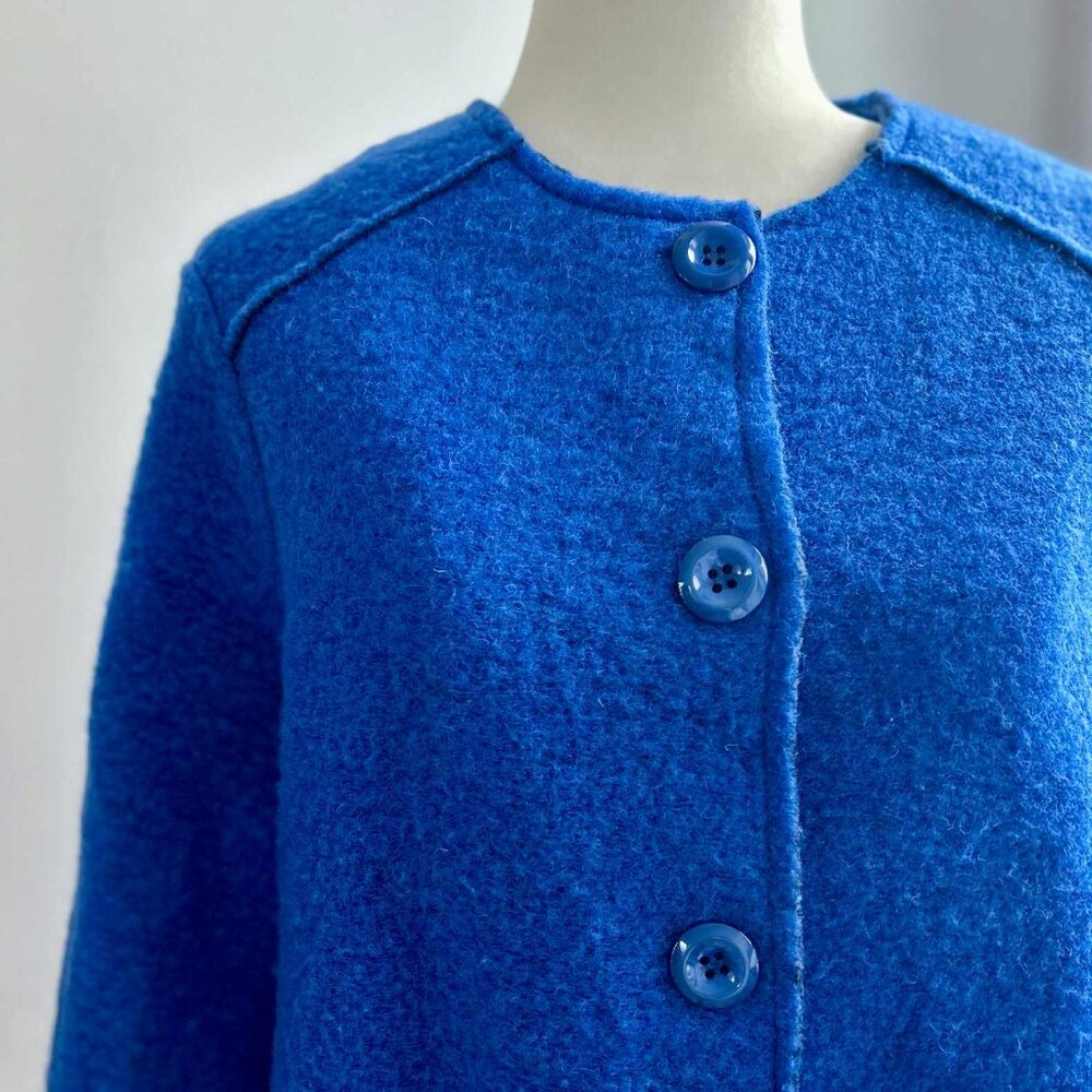Marisa & Marie Cobalt Blue Italian Boiled Wool Knit Cardigan Jacket – US M